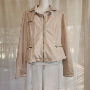 Women's Suede Moto Jacket in Light Blush Size XL